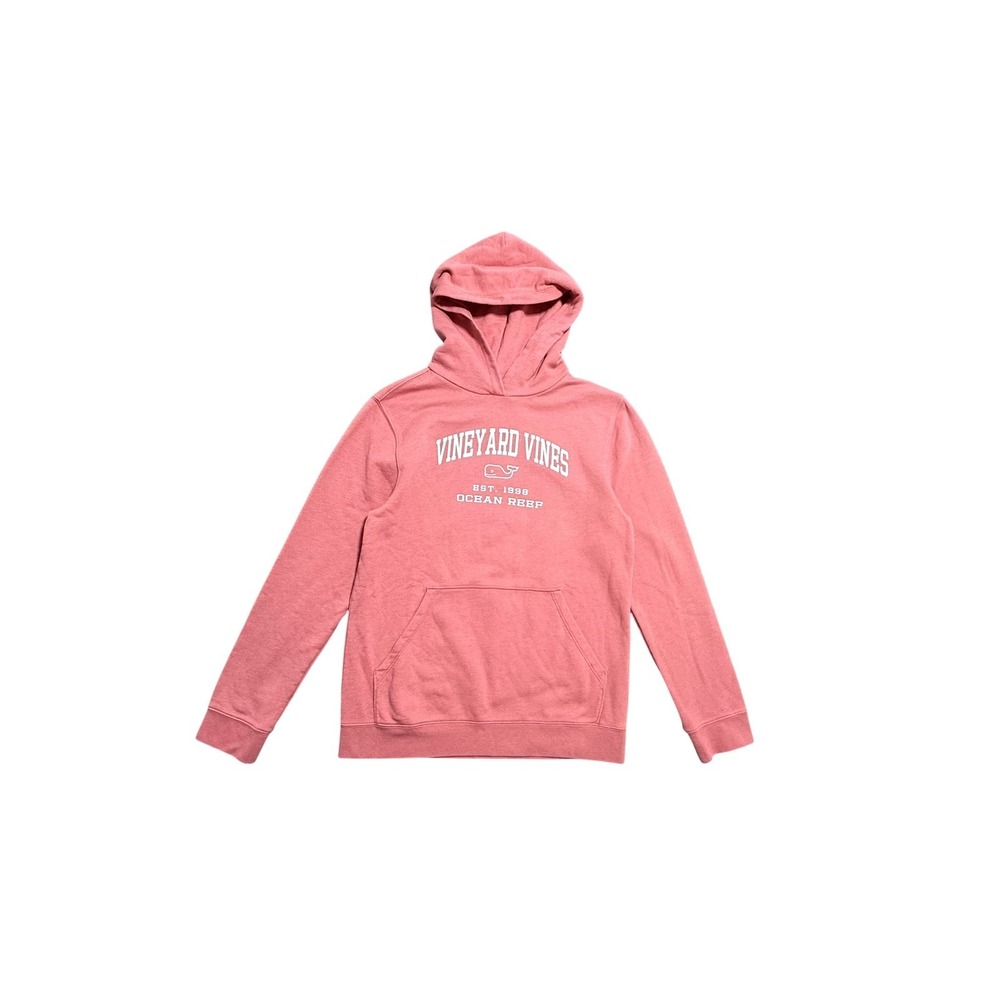 Vineyard Vines Hoodie Kids 18 Pink Ocean Reef Logo Fleece Pullover Sweatshirt